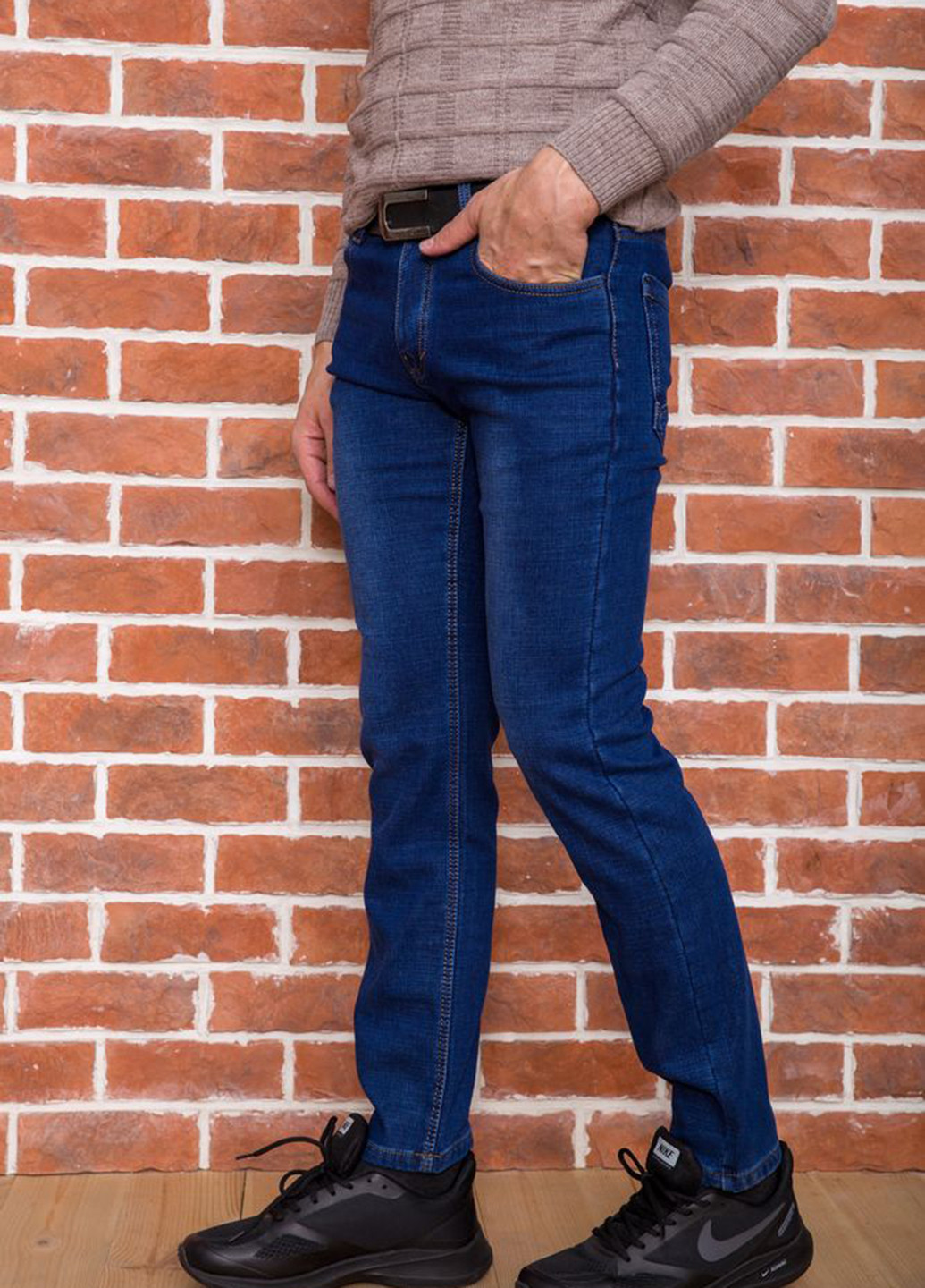 Темно-синие демисезонные зауженные джинсы Ager