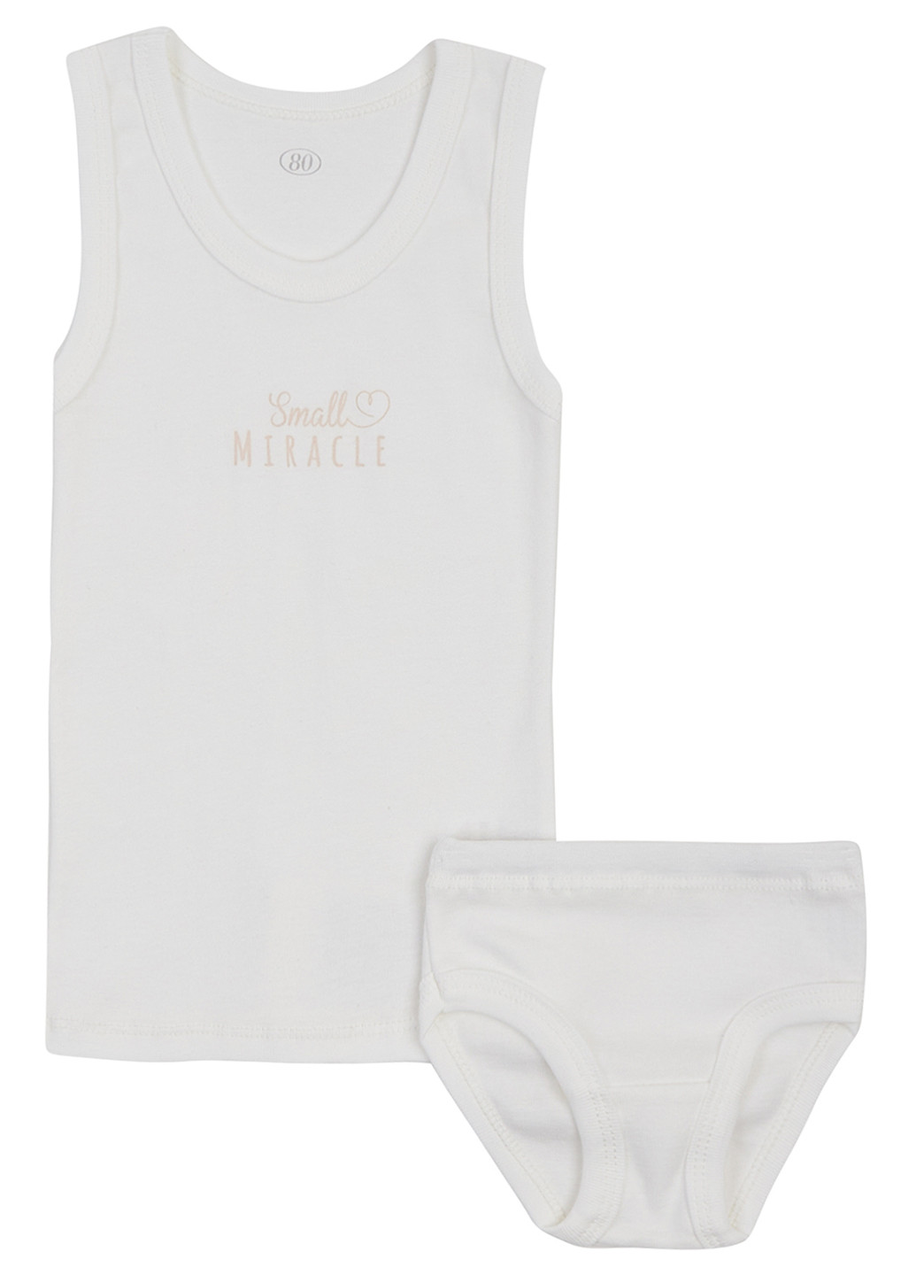 Молочный демисезонный комплект (майка, трусики) Фламинго