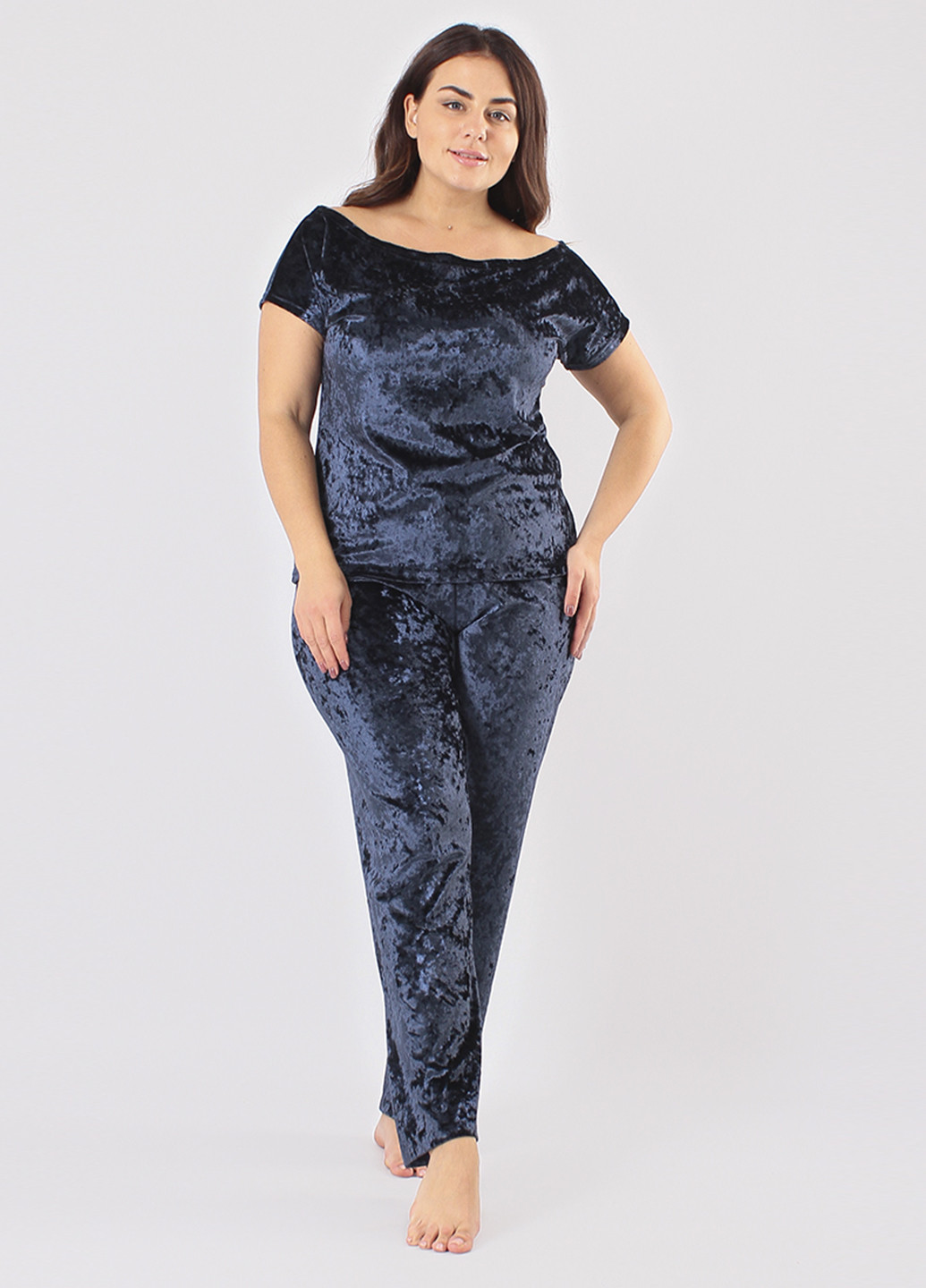 Темно-синя всесезон піжама (футболка, штани) футболка + штани Ghazel