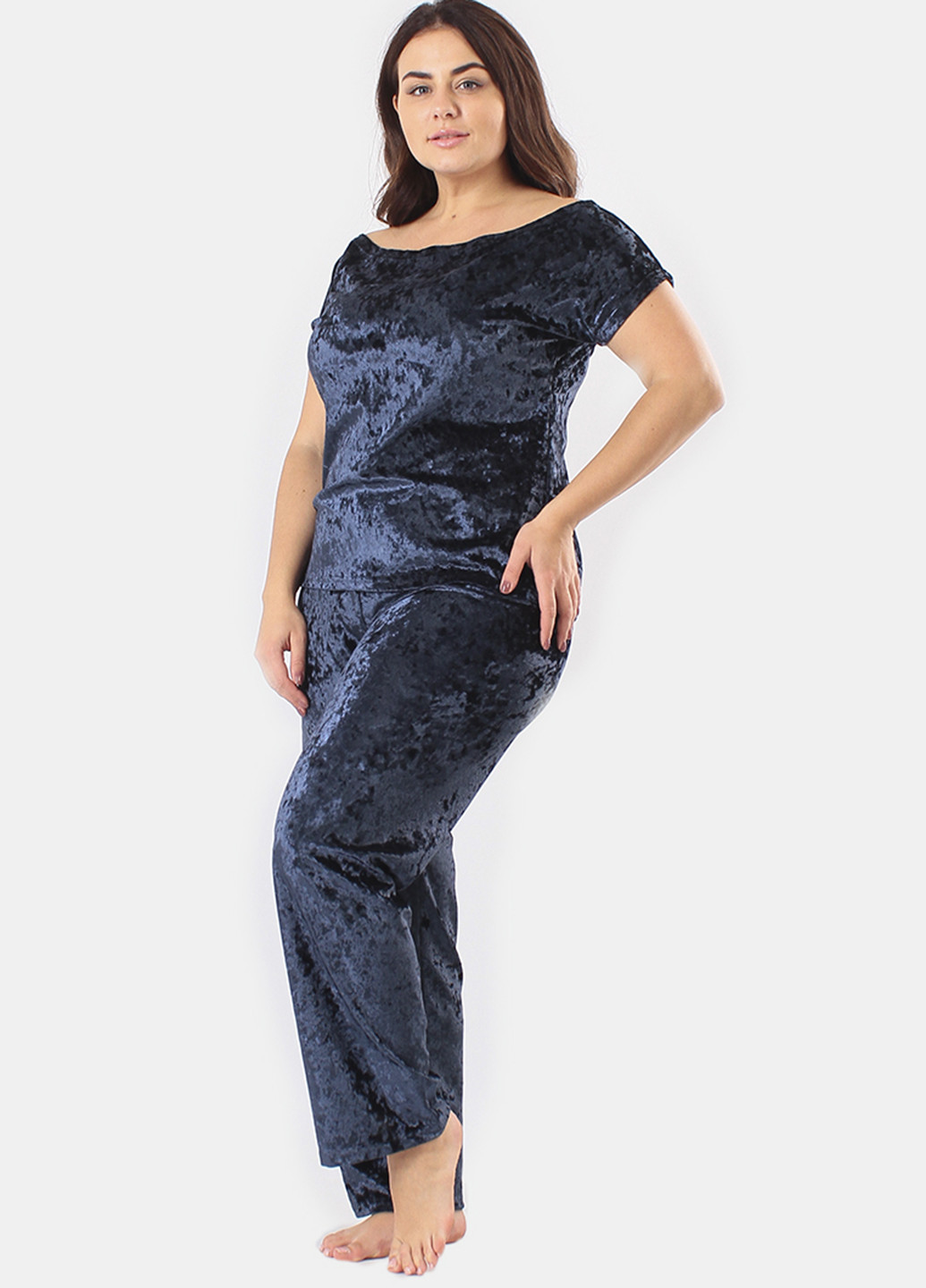 Темно-синя всесезон піжама (футболка, штани) футболка + штани Ghazel