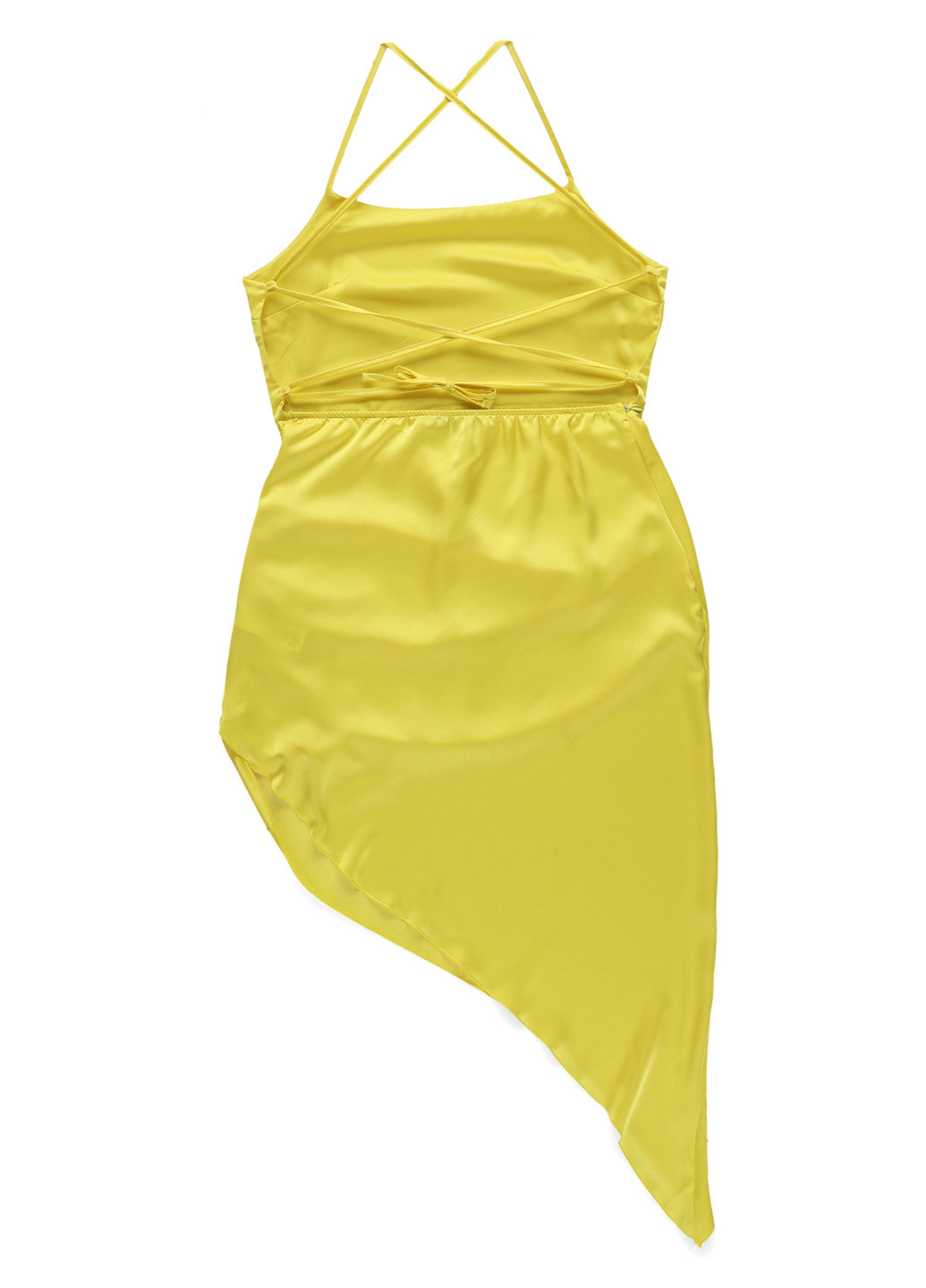 Желтое коктейльное, кэжуал платье платье-комбинация, с открытой спиной PrettyLittleThing однотонное