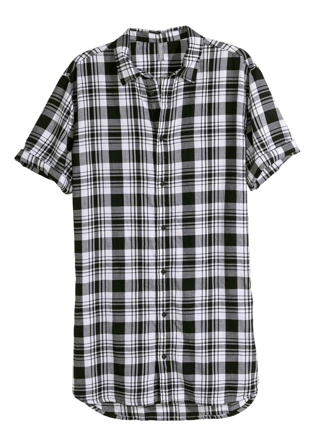 Черная кэжуал рубашка в клетку H&M с коротким рукавом