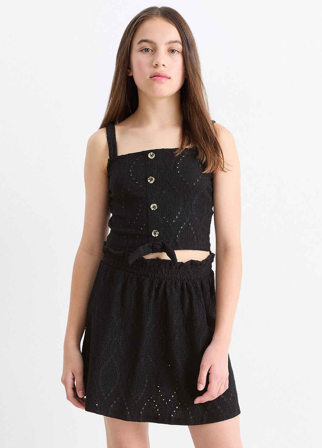 Черный летний костюм (топ, юбка) C&A