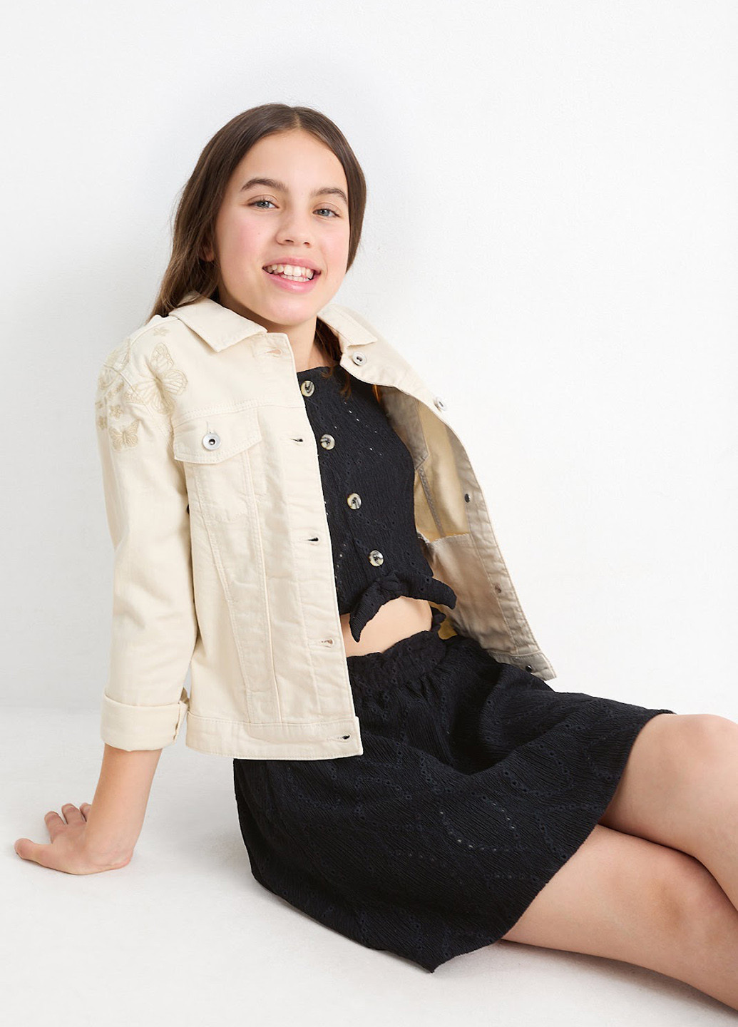 Черный летний костюм (топ, юбка) C&A