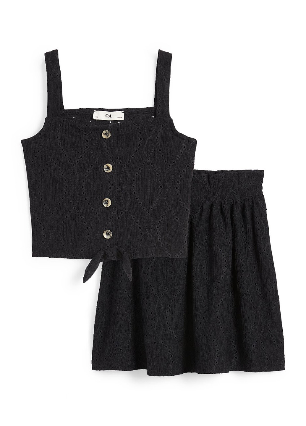 Черный летний костюм (топ, юбка) C&A