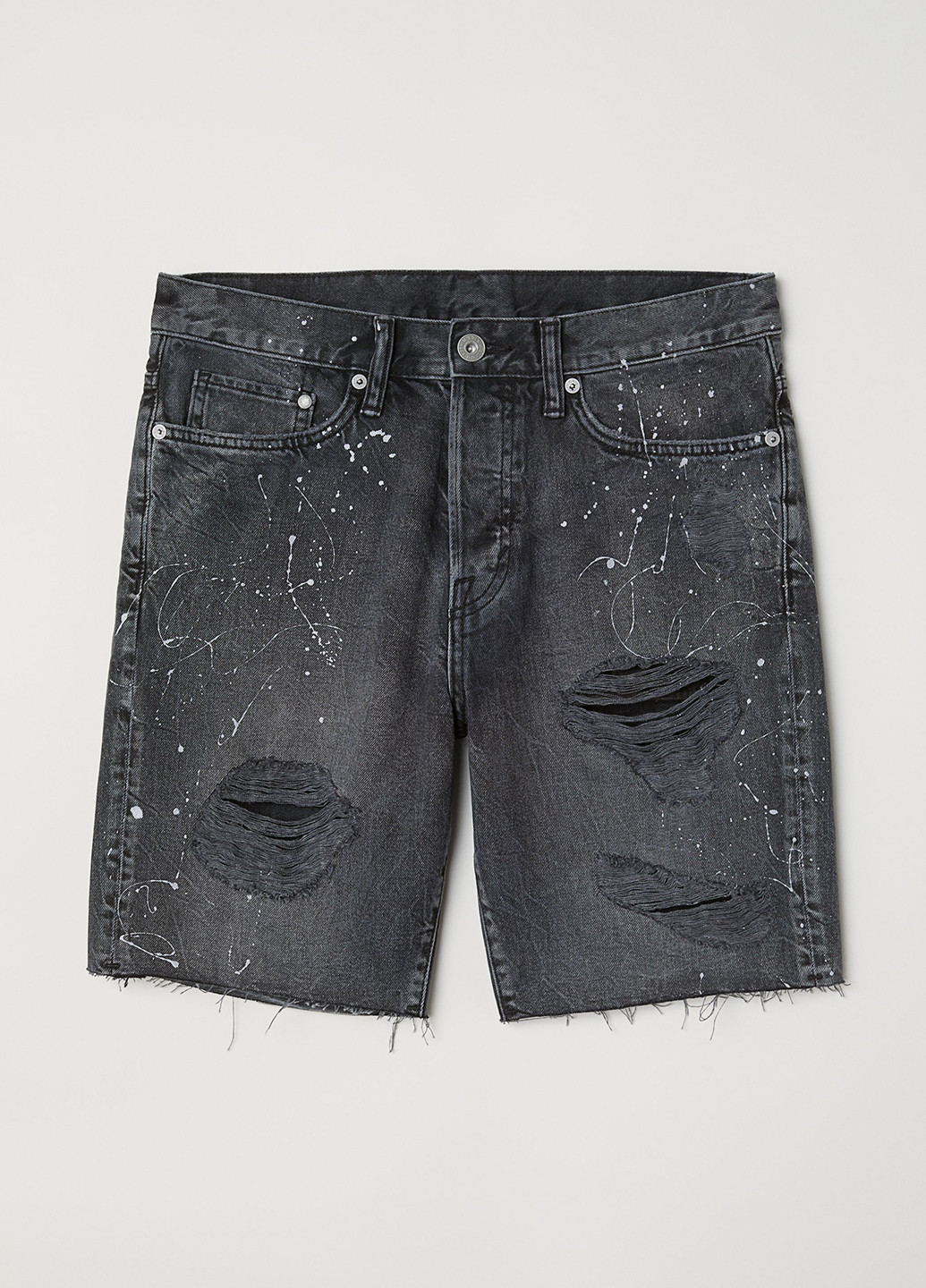 Шорты H&M абстрактные тёмно-серые джинсовые хлопок