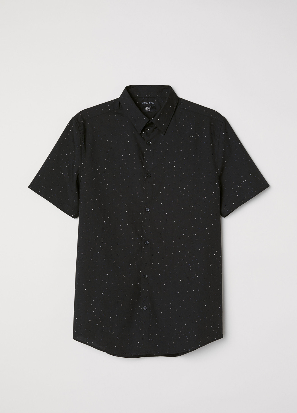 Черная кэжуал рубашка однотонная H&M с коротким рукавом