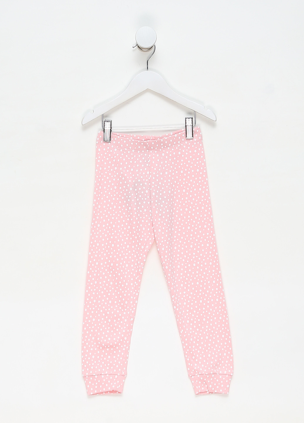 Штани H&M джогери горошок світло-рожеві домашні бавовна, трикотаж