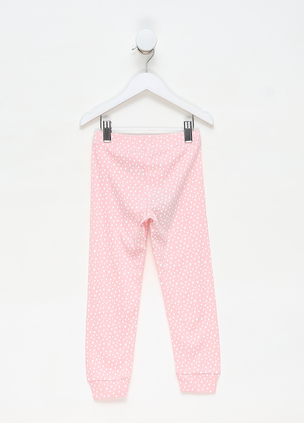 Штани H&M джогери горошок світло-рожеві домашні бавовна, трикотаж