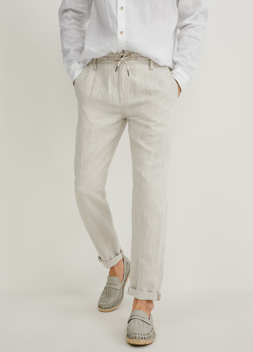 Светло-бежевые кэжуал летние прямые брюки C&A