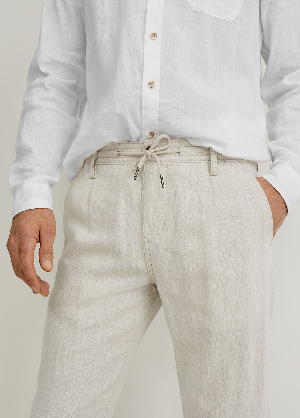 Светло-бежевые кэжуал летние прямые брюки C&A