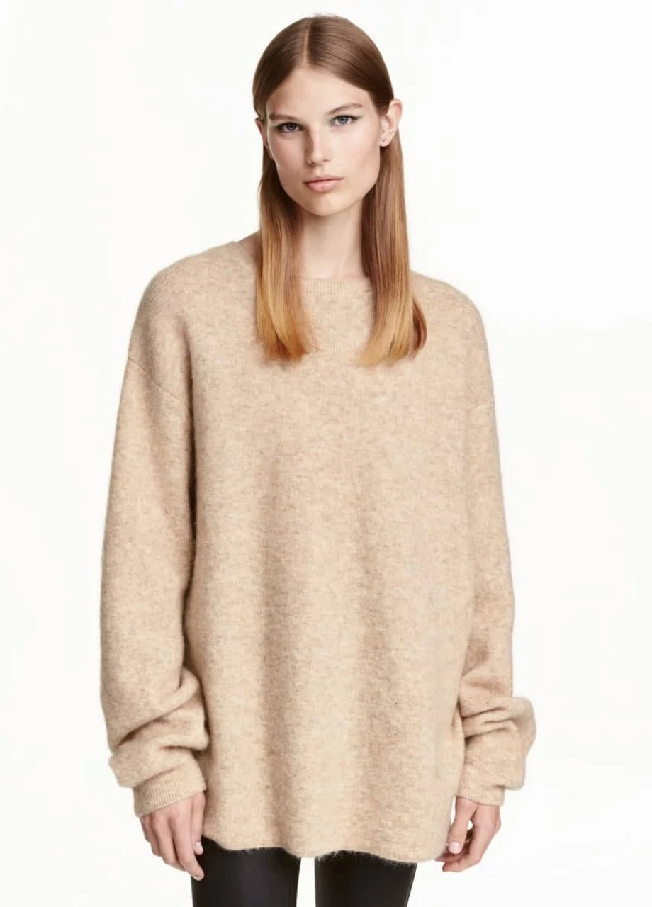 Бежевий зимовий джемпер оверсайз джемпер H&M