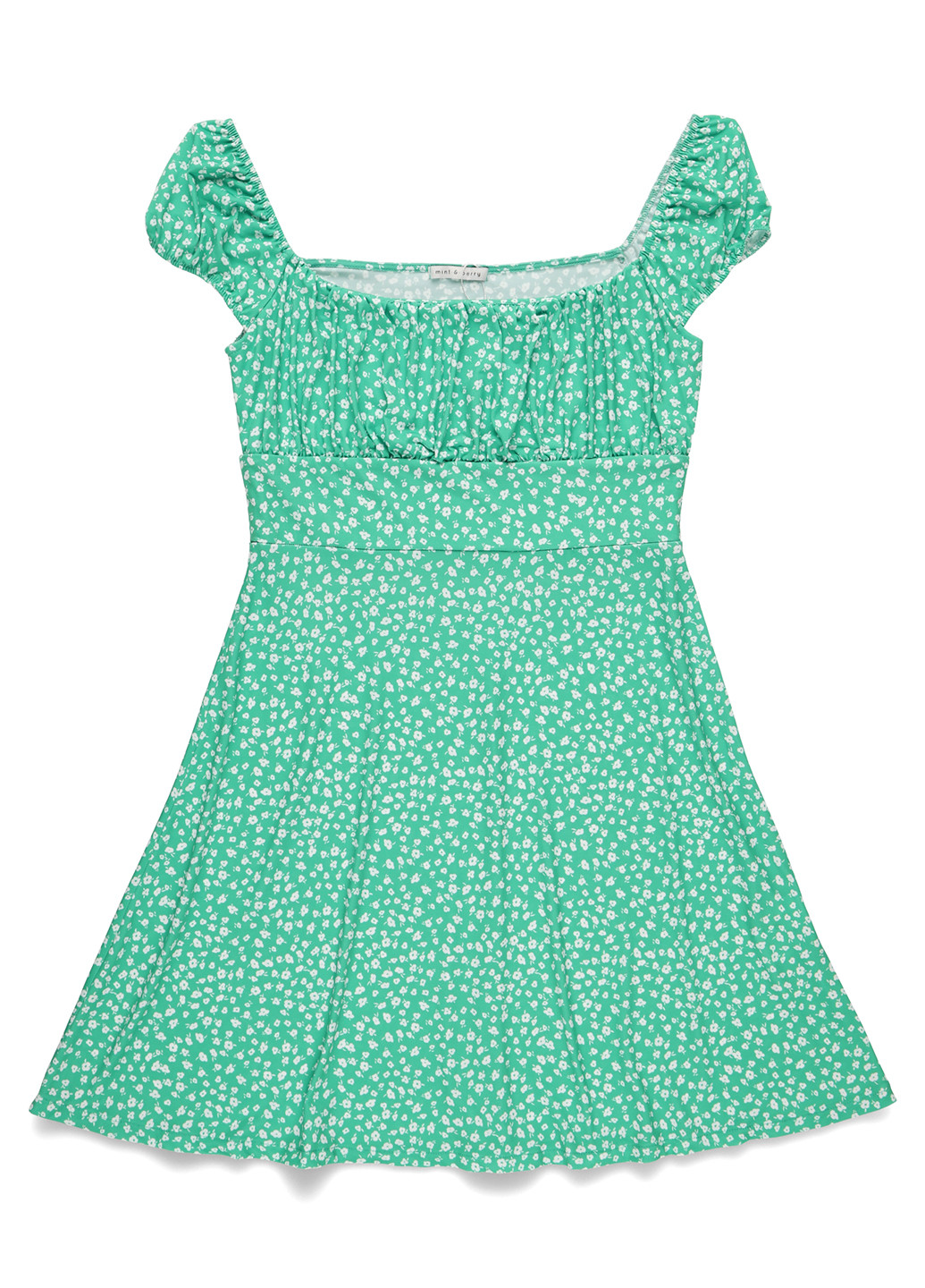 Салатова кежуал сукня кльош MINT&BERRY з квітковим принтом