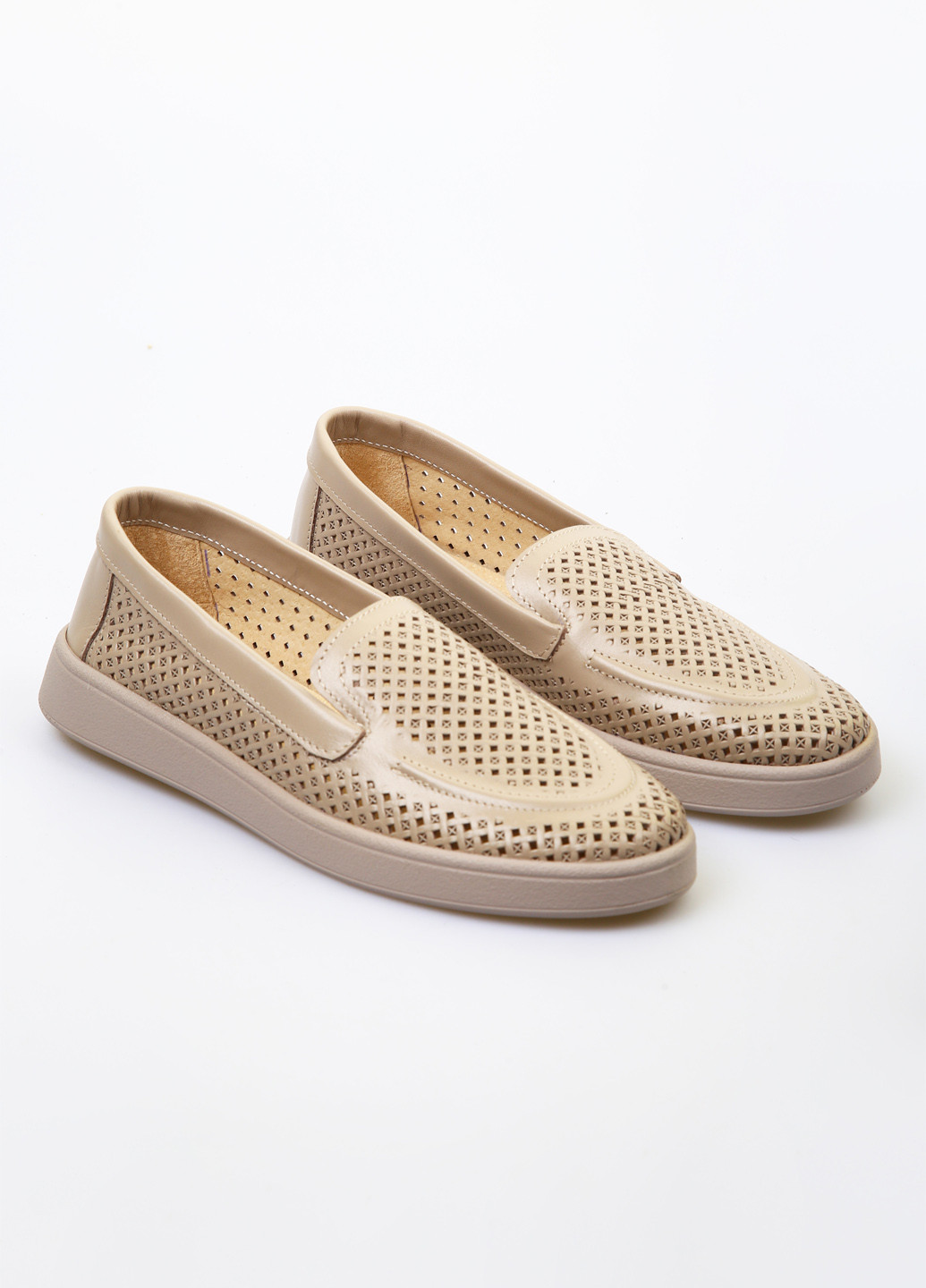 Кофейные слипоны No Brand с перфорацией однотонные