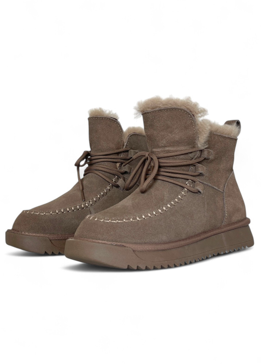 Зимние ботинки Cailaste волнистая подошва, со шнуровкой из натуральной замши