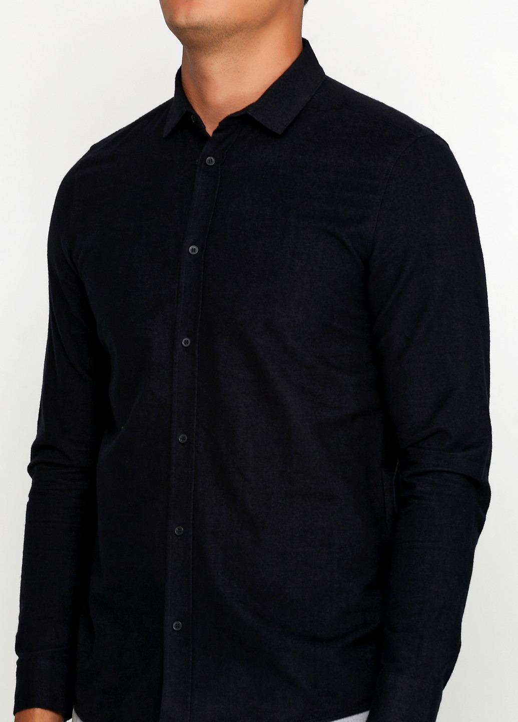 Черная кэжуал рубашка однотонная Cos с длинным рукавом
