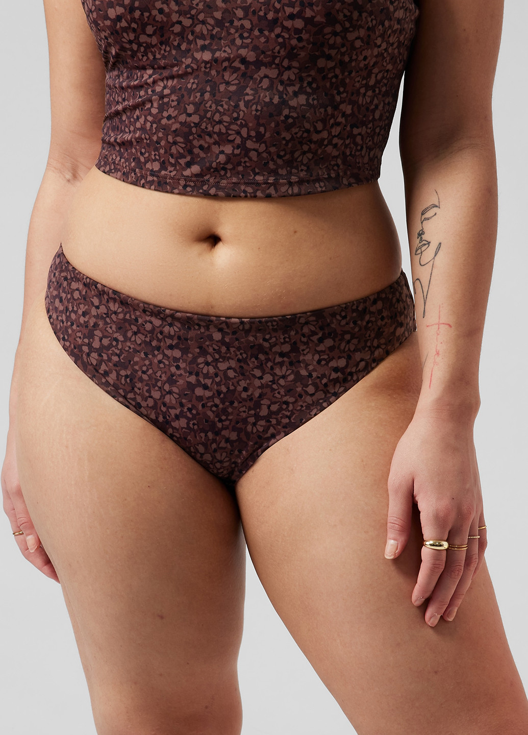 Коричневый летний купальник (топ, трусики) топ, раздельный Athleta