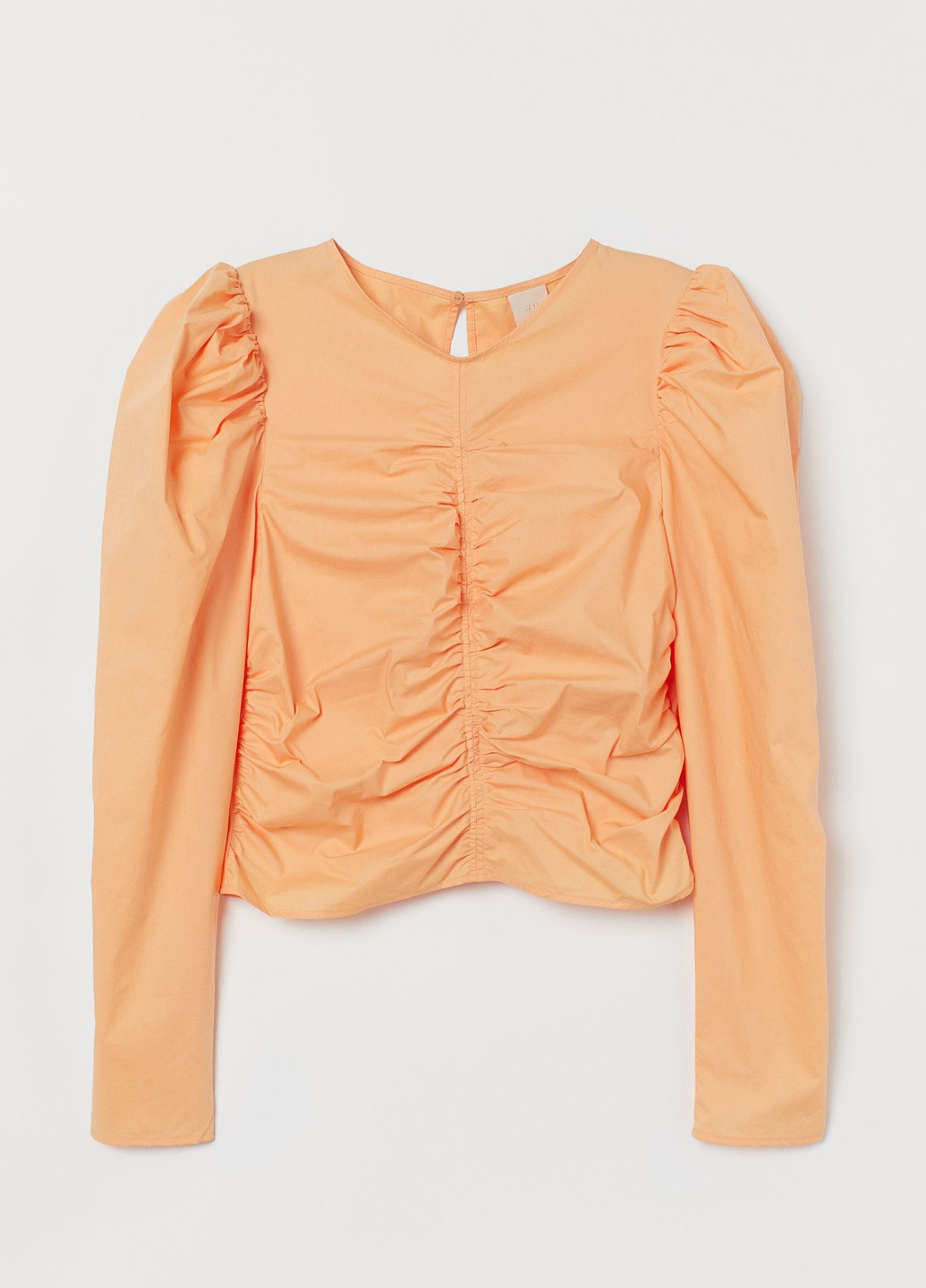 Светло-оранжевая летняя блузка с присборенным рукавом H&M