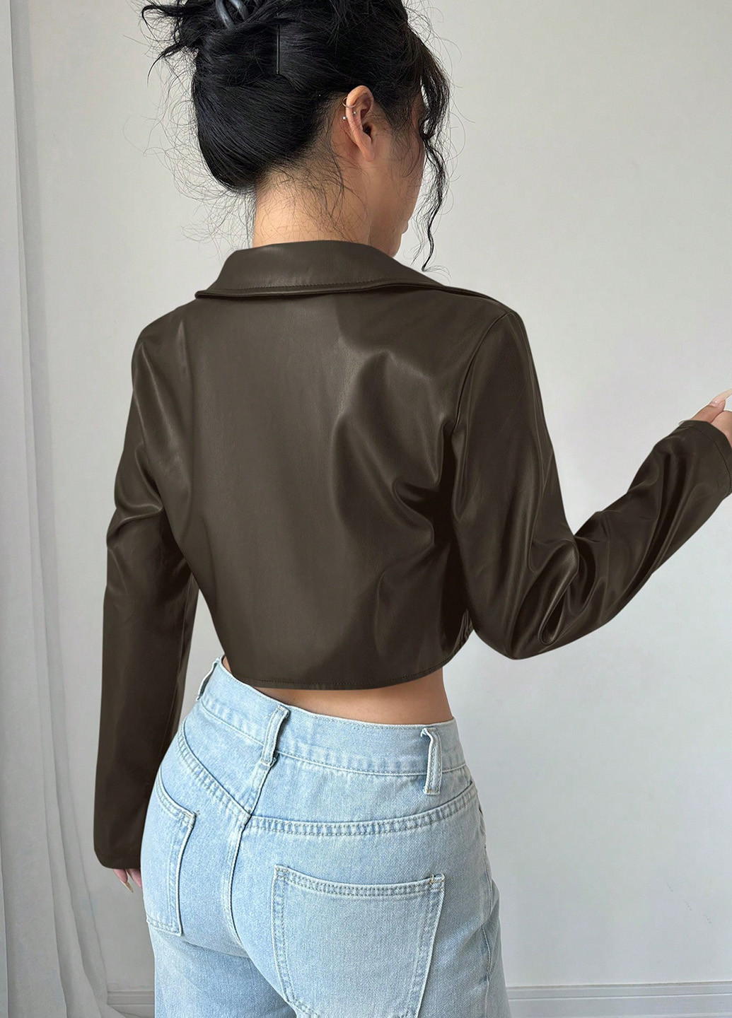 Темно-коричнева демісезонна куртка косуха SHEIN