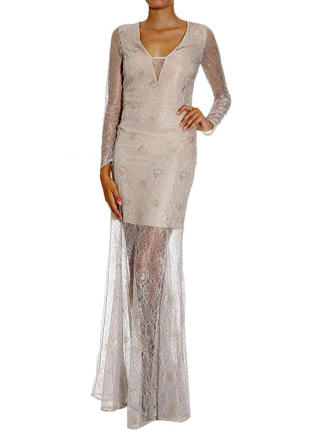 Бежевое вечернее платье Patrizia Pepe однотонное