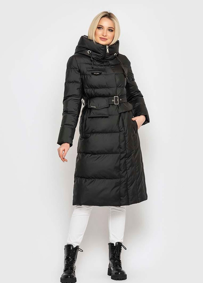 Черное зимнее Женское зимнее длинное пальто CW пурпурный 63512 Clasna