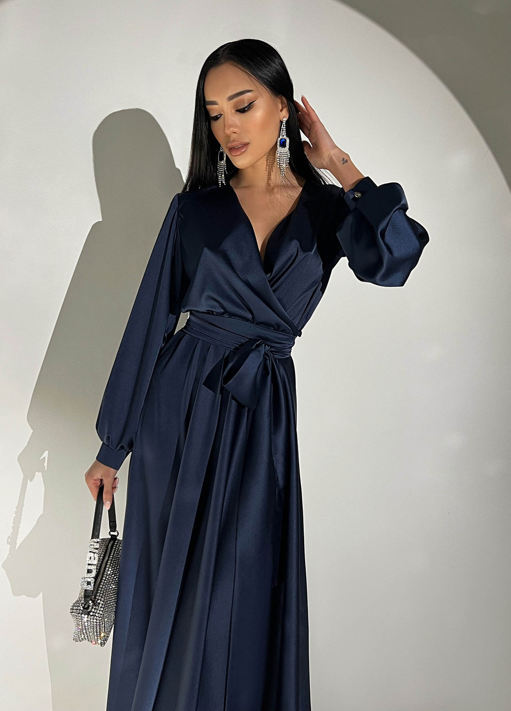 Темно-синее вечернее вечернее платье из шелка "армани" Jadone Fashion
