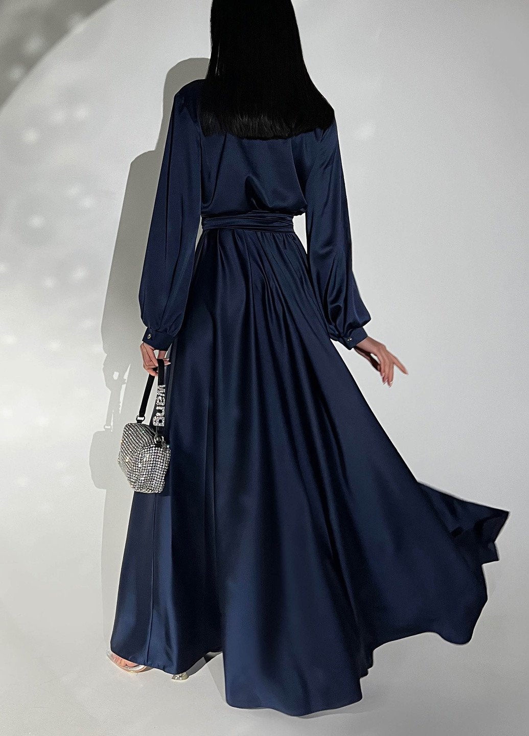 Темно-синя вечірня вечірня сукня з шовку "армані" Jadone Fashion