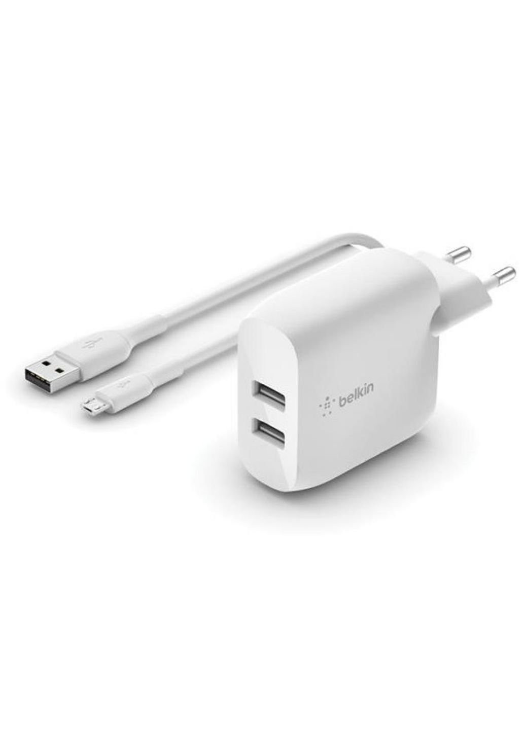 Зарядний пристрій Home Charger (24W) DUAL USB 2.4A, MicroUSB 1m, white (WCE001VF1MWH) Belkin Home Charger (24W) DUAL USB 2.4A, MicroUSB 1m, whi (253507245)