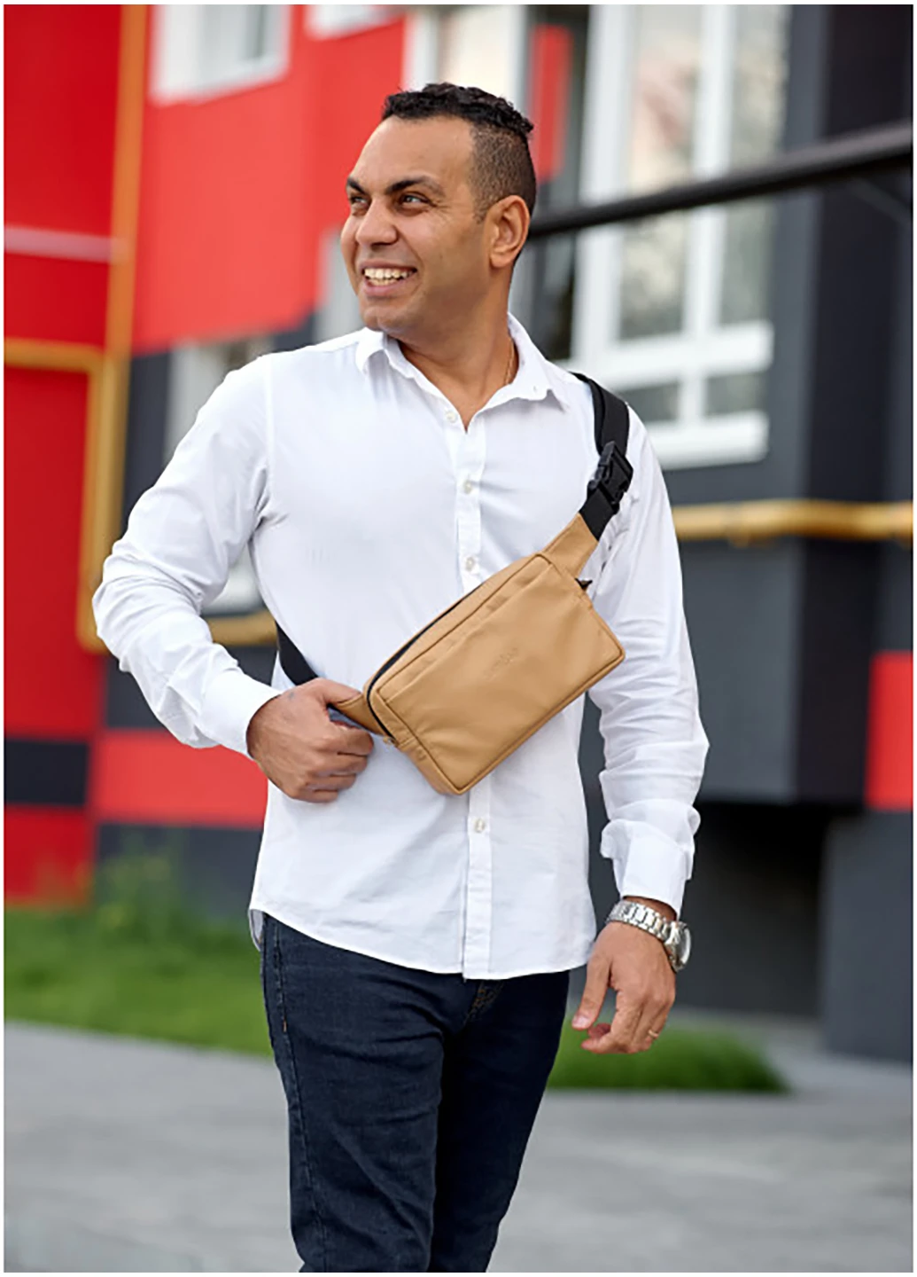 Мужская кожаная сумка бананка 24х16х6 см Sambag (252132915)