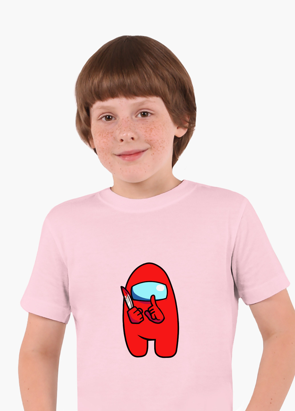 Розовая демисезонная футболка детская амонг ас красный (among us red)(9224-2417) MobiPrint