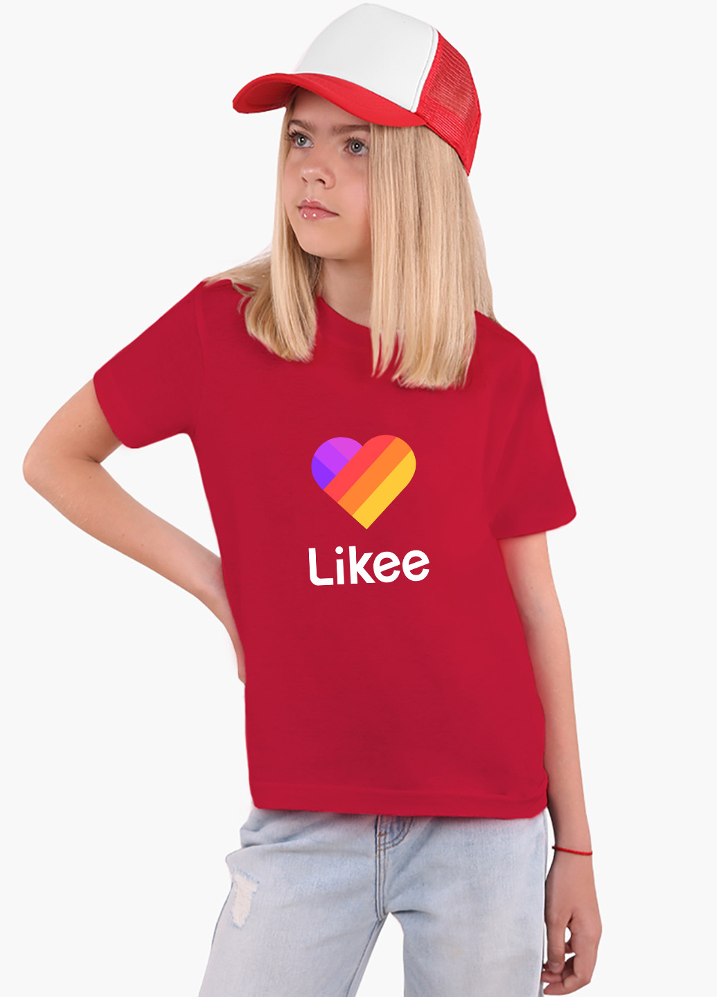 Красная демисезонная футболка детская лайк (likee)(9224-1041) MobiPrint