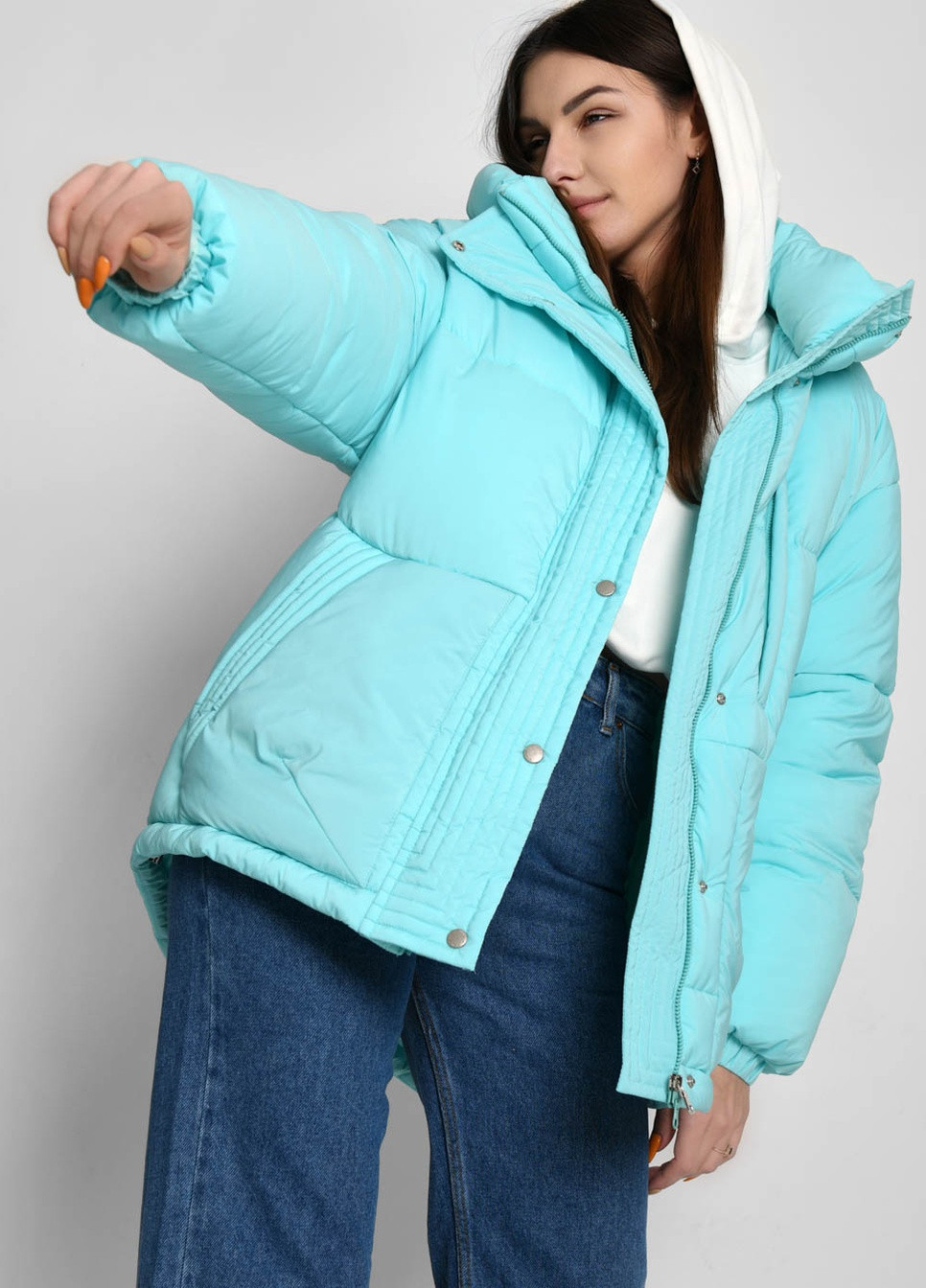 Голубая зимняя зимняя женская куртка оверсайз X-Woyz