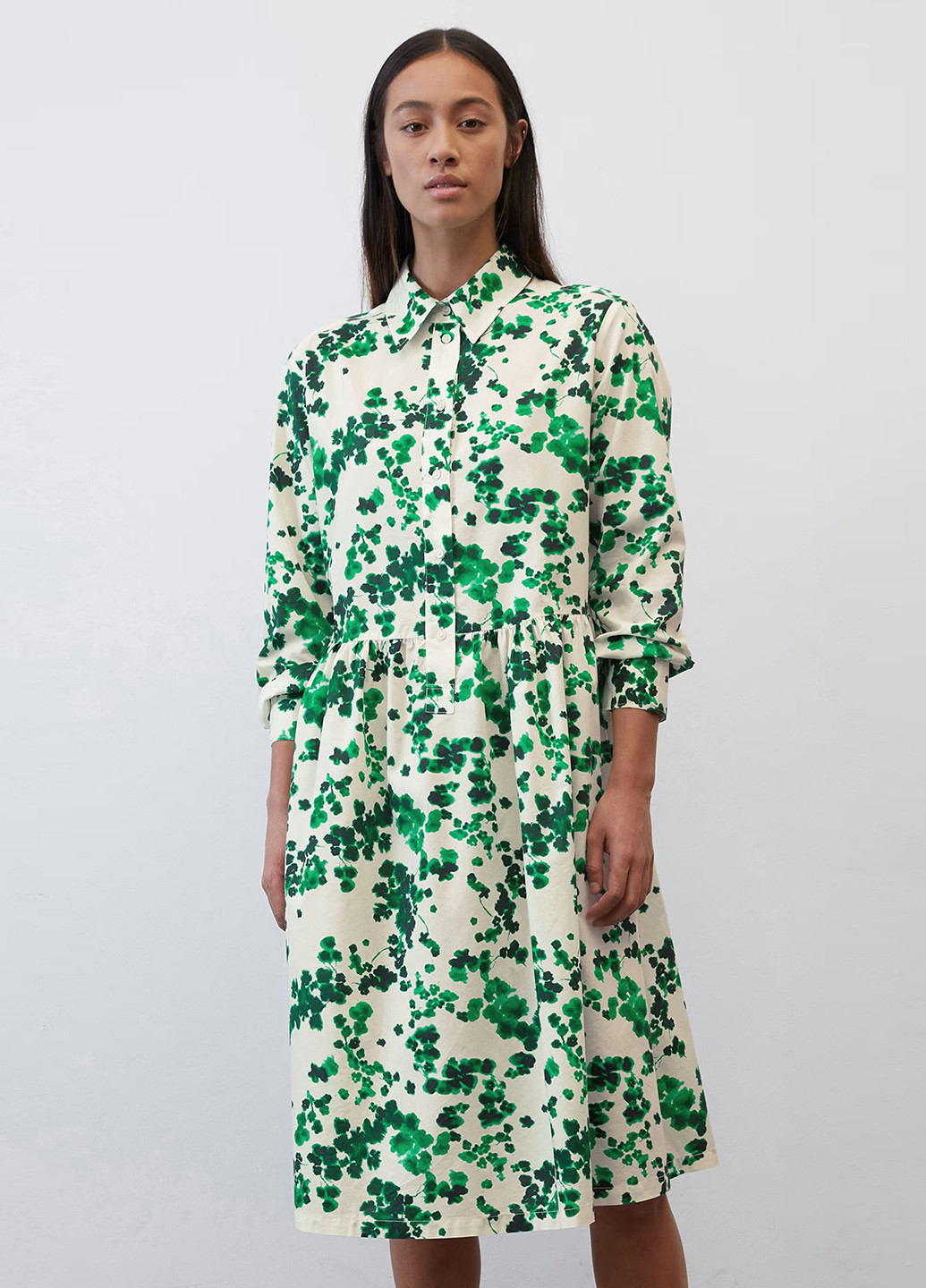 Зеленое кэжуал платье рубашка Marc O'Polo с цветочным принтом