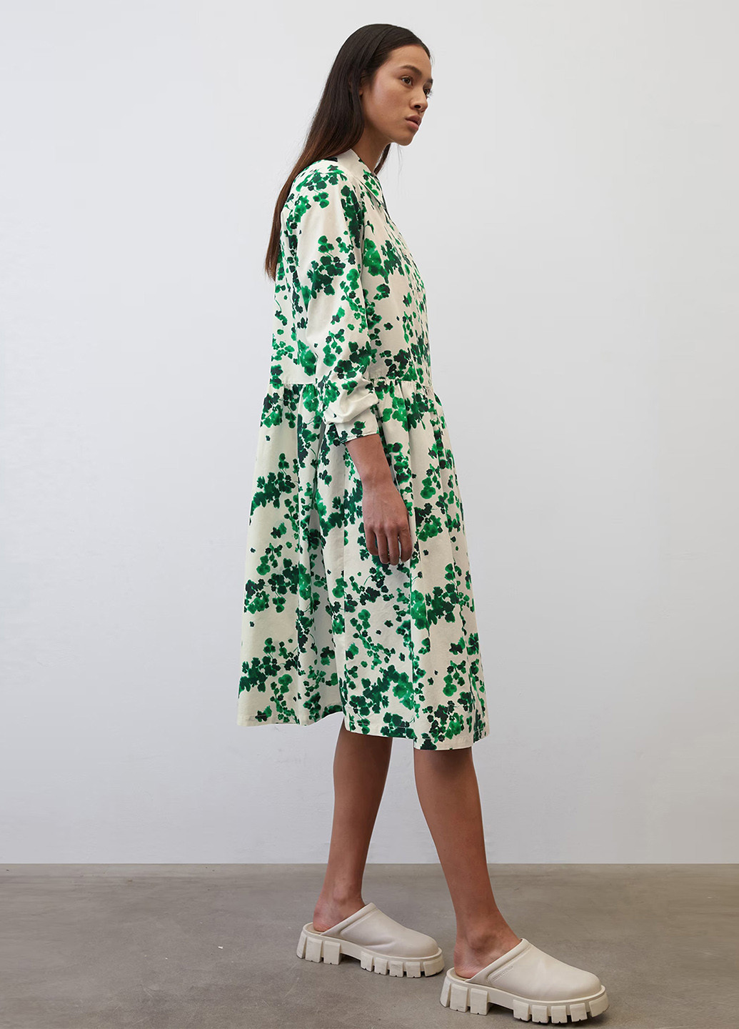 Зеленое кэжуал платье рубашка Marc O'Polo с цветочным принтом