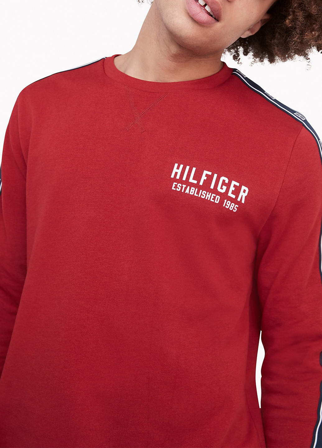 Бордовый демисезонный кэжуал лонгслив Tommy Hilfiger с логотипом