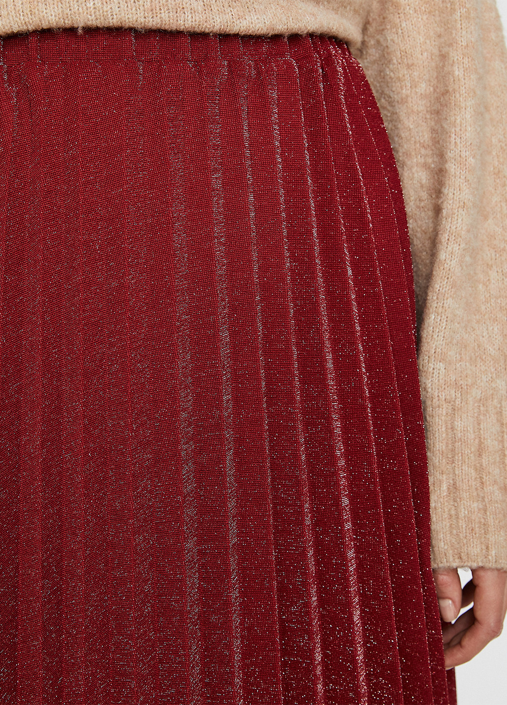 Бордовая кэжуал однотонная юбка KOTON плиссе