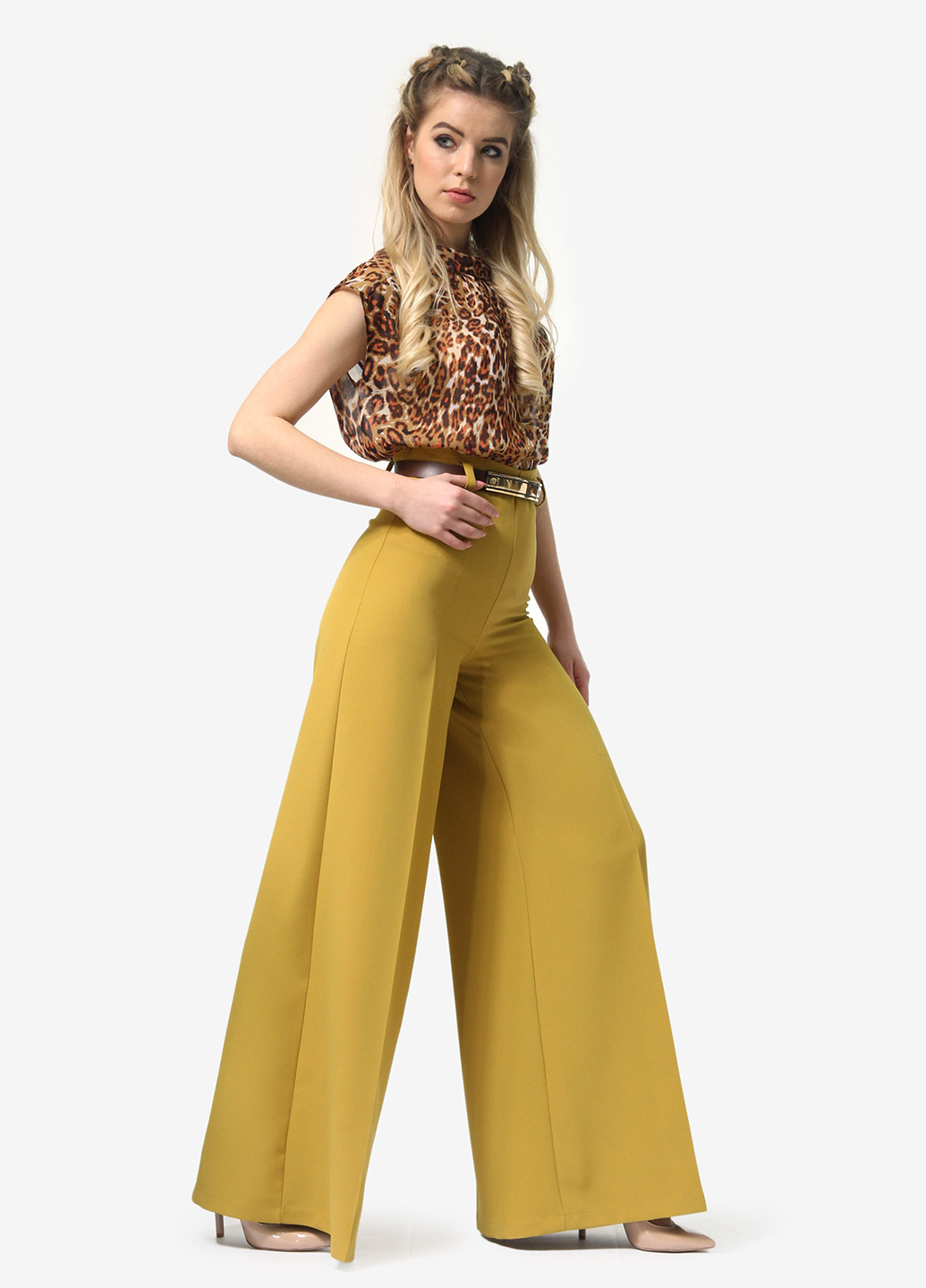 Желтые кэжуал демисезонные клеш брюки Lila Kass