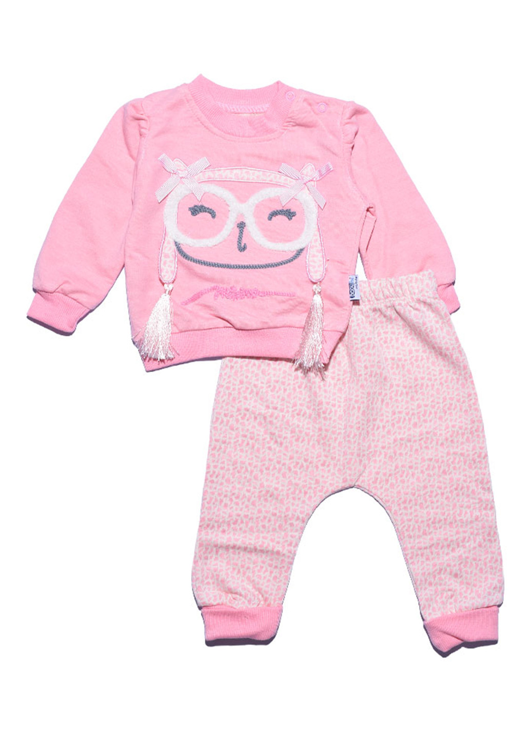 Розовый демисезонный костюм (свитшот, брюки) брючный Baby