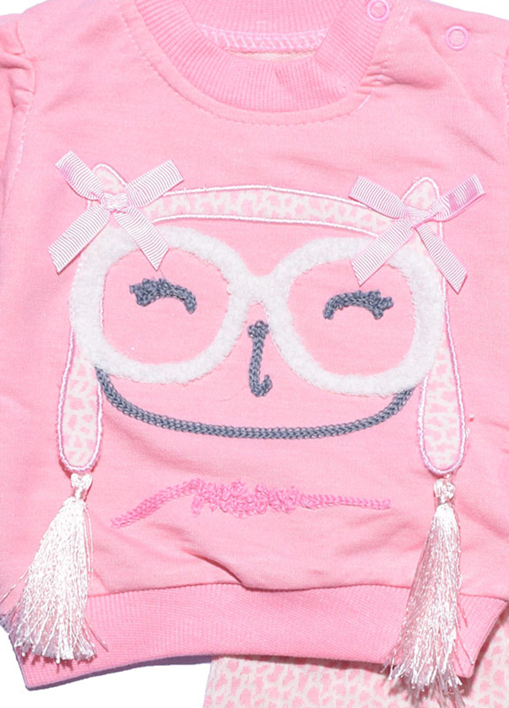 Розовый демисезонный костюм (свитшот, брюки) брючный Baby