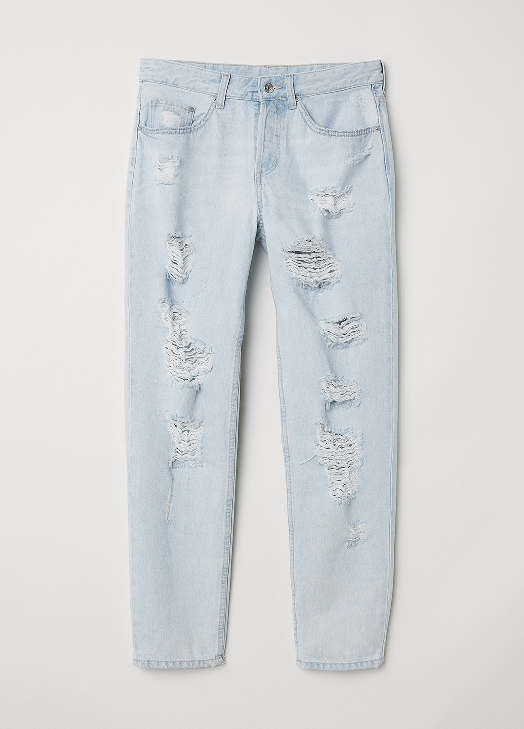 Джинси H&M бойфренди однотонні темно-блакитні джинсові бавовна