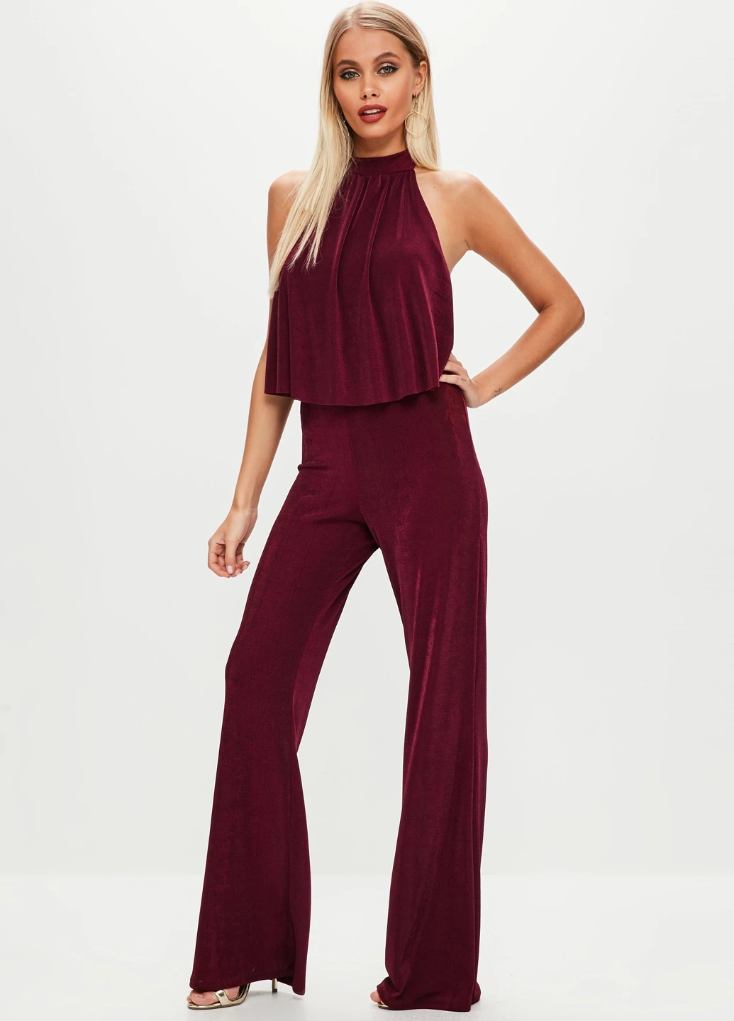Комбінезон Missguided комбінезон-брюки однотонний бордовий кежуал