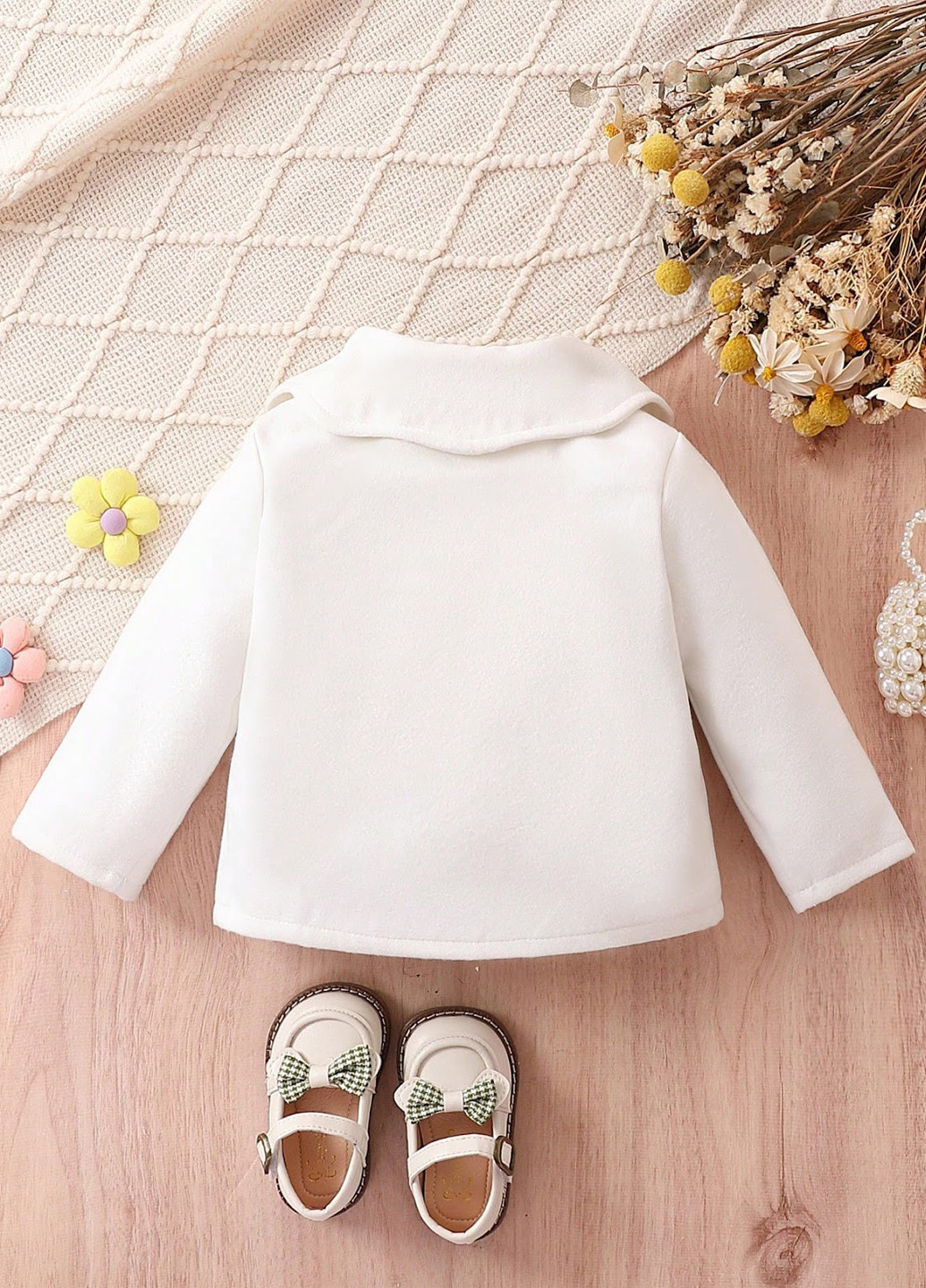 Белое Кэжуал полупальто однобортное SHEIN однотонное