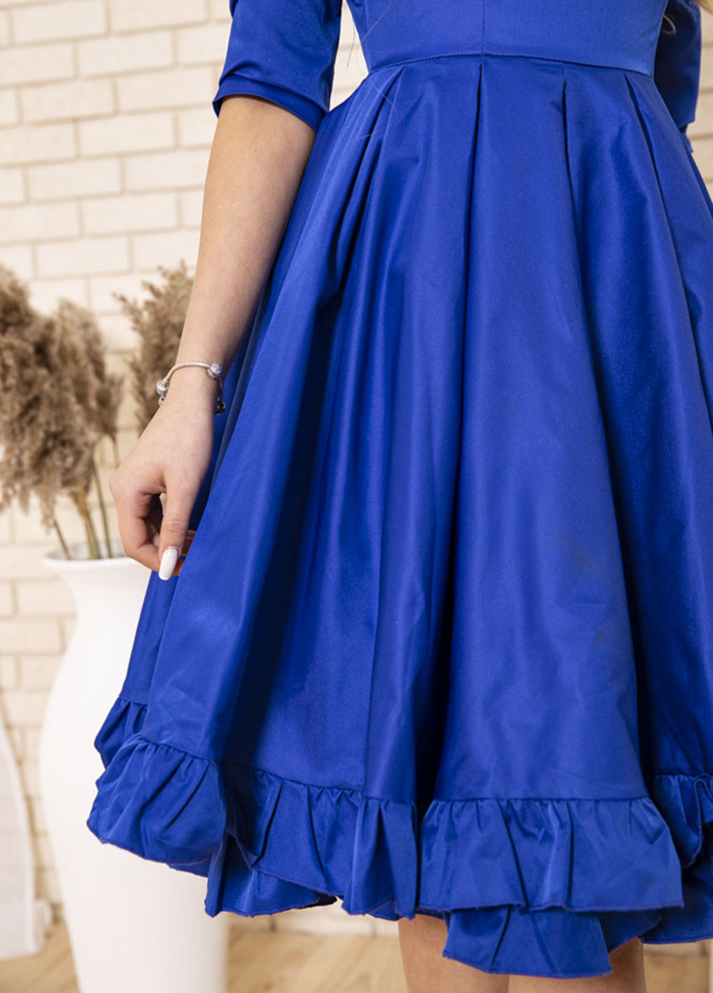 Синее коктейльное платье клеш Ager однотонное