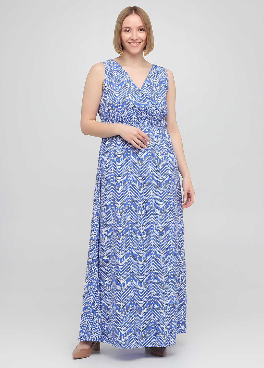 Светло-синее кэжуал платье клеш Esmara с орнаментом