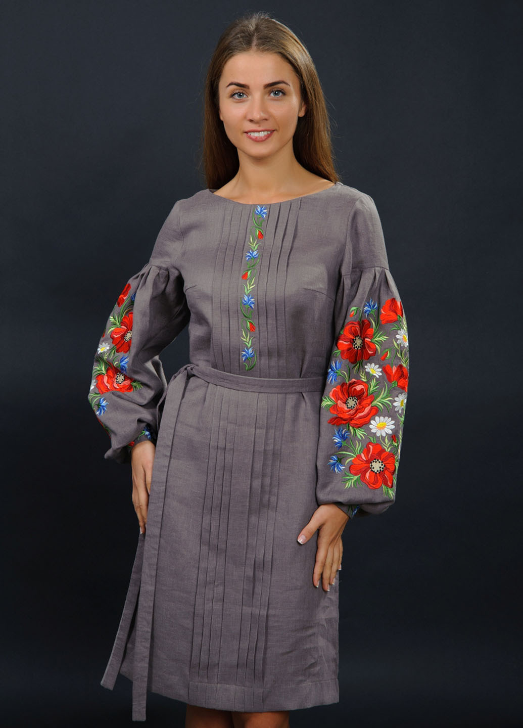 Серое кэжуал платье Vyshyvanka
