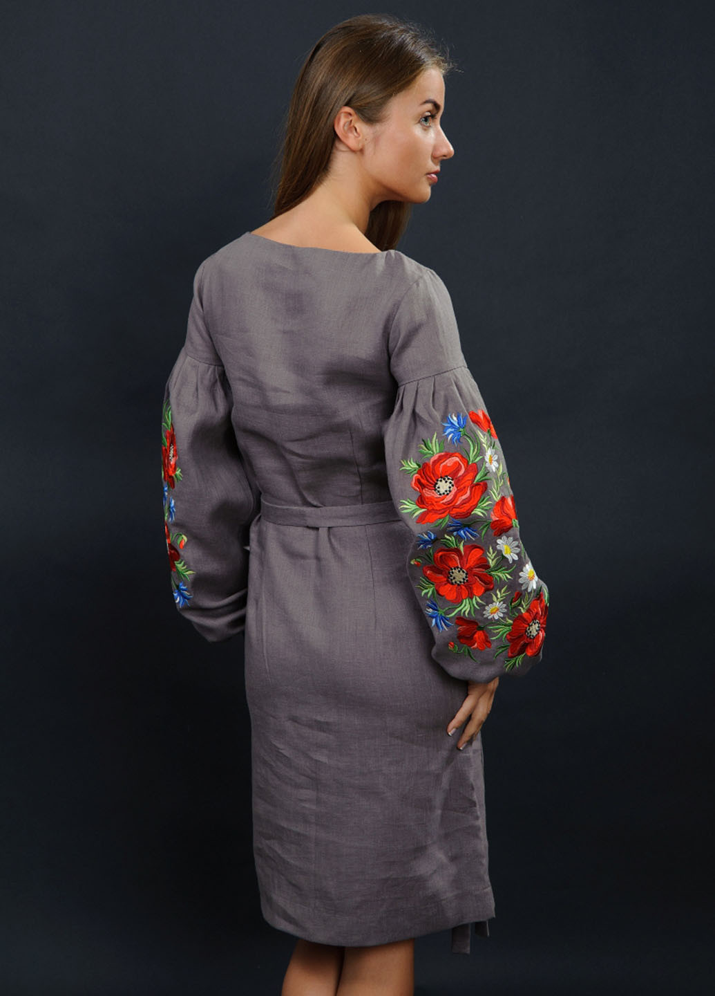 Сіра кежуал плаття, сукня Vyshyvanka