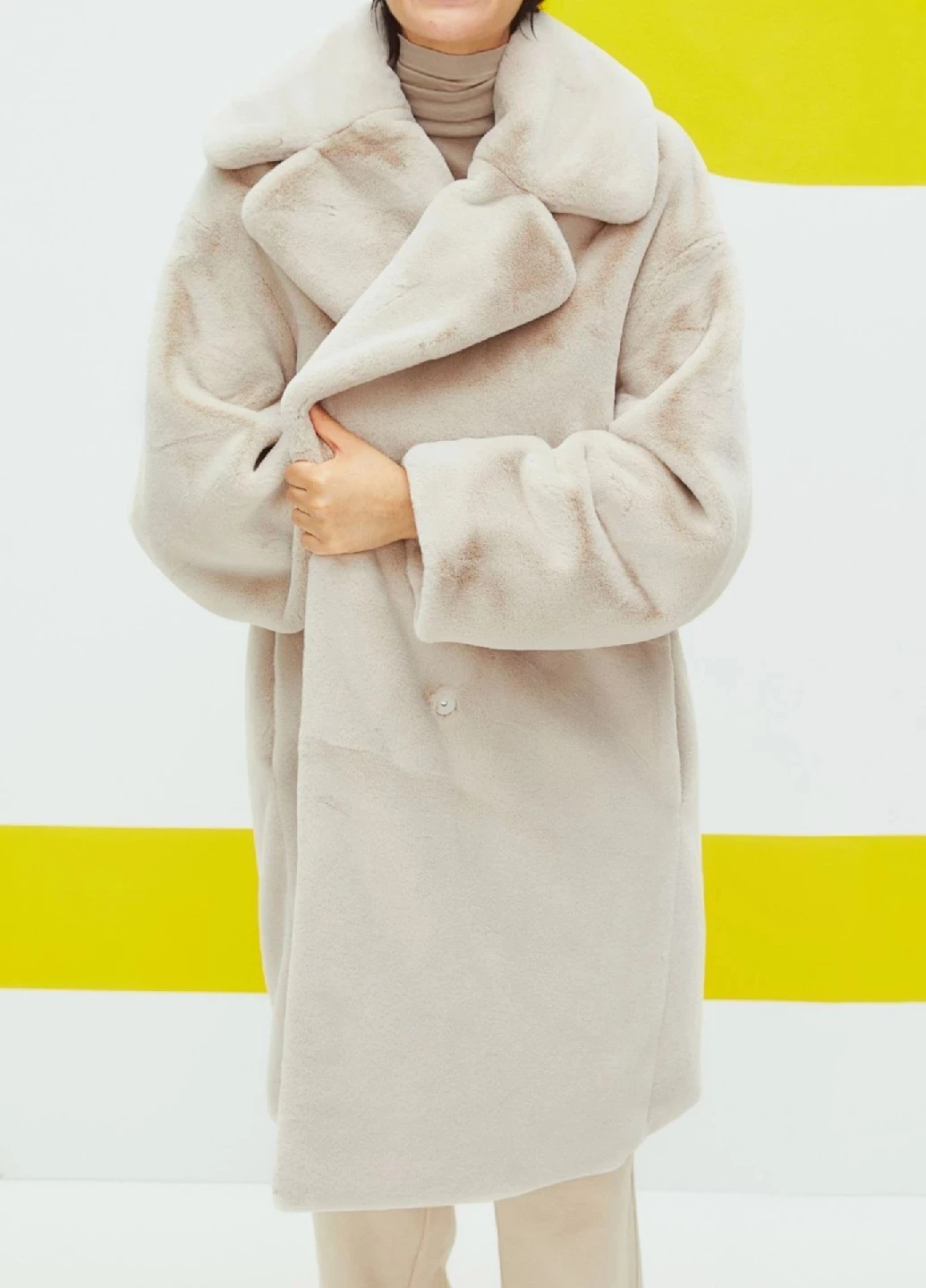 Светло-бежевое зимнее Пальто H&M