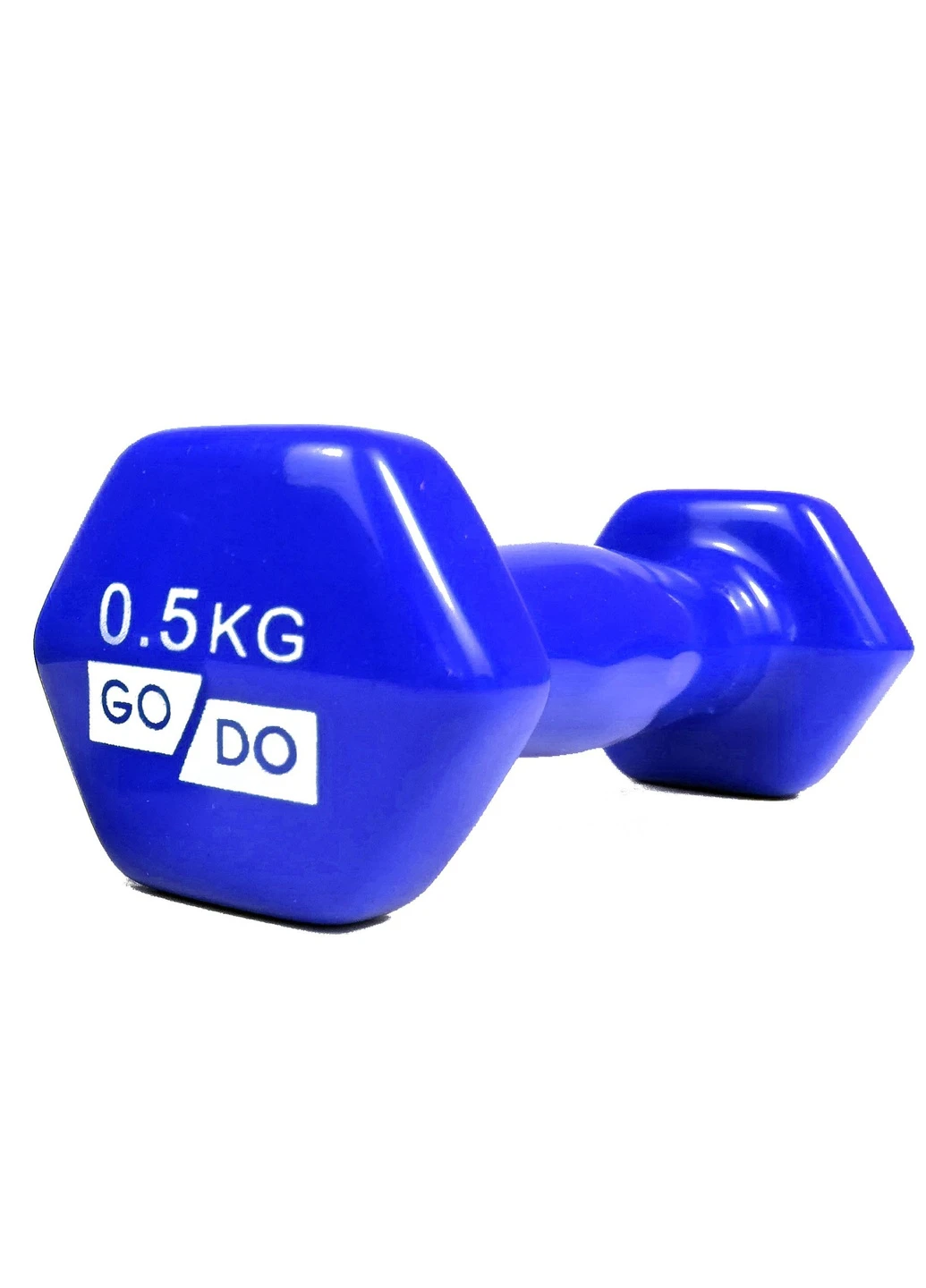 Гантель GoDo 0.5 кг 1 шт (EF-GD05BL) с виниловым покрытием синяя цельная литая неразборная для фитнеса EasyFit (241214862)