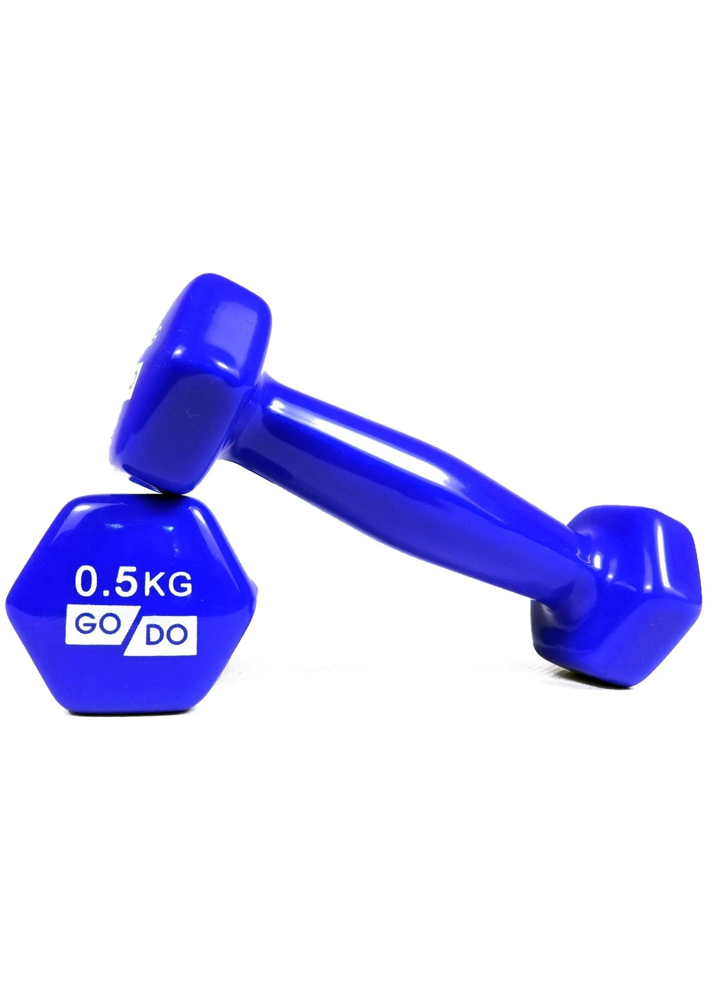 Гантель GoDo 0.5 кг 1 шт (EF-GD05BL) с виниловым покрытием синяя цельная литая неразборная для фитнеса EasyFit (241214862)