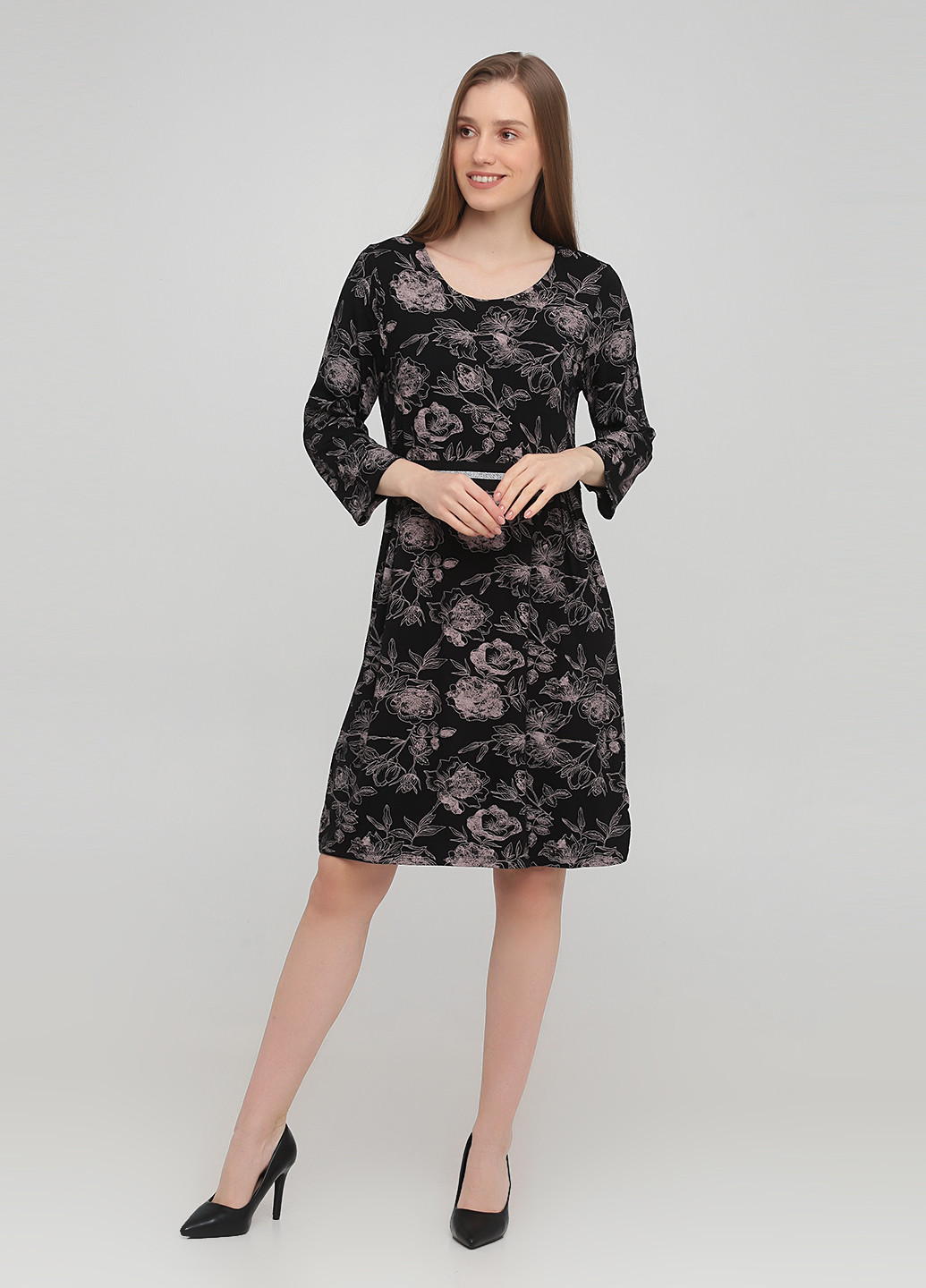 Черное кэжуал платье Gina Benotti с цветочным принтом